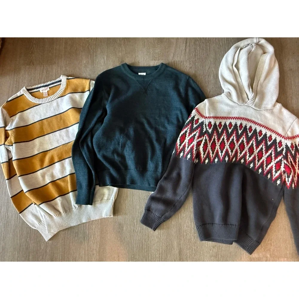 Kids Sweater Fall Winter Old Navy Fair Isle Gap‎ Green Cat Jack Striped L 10-14